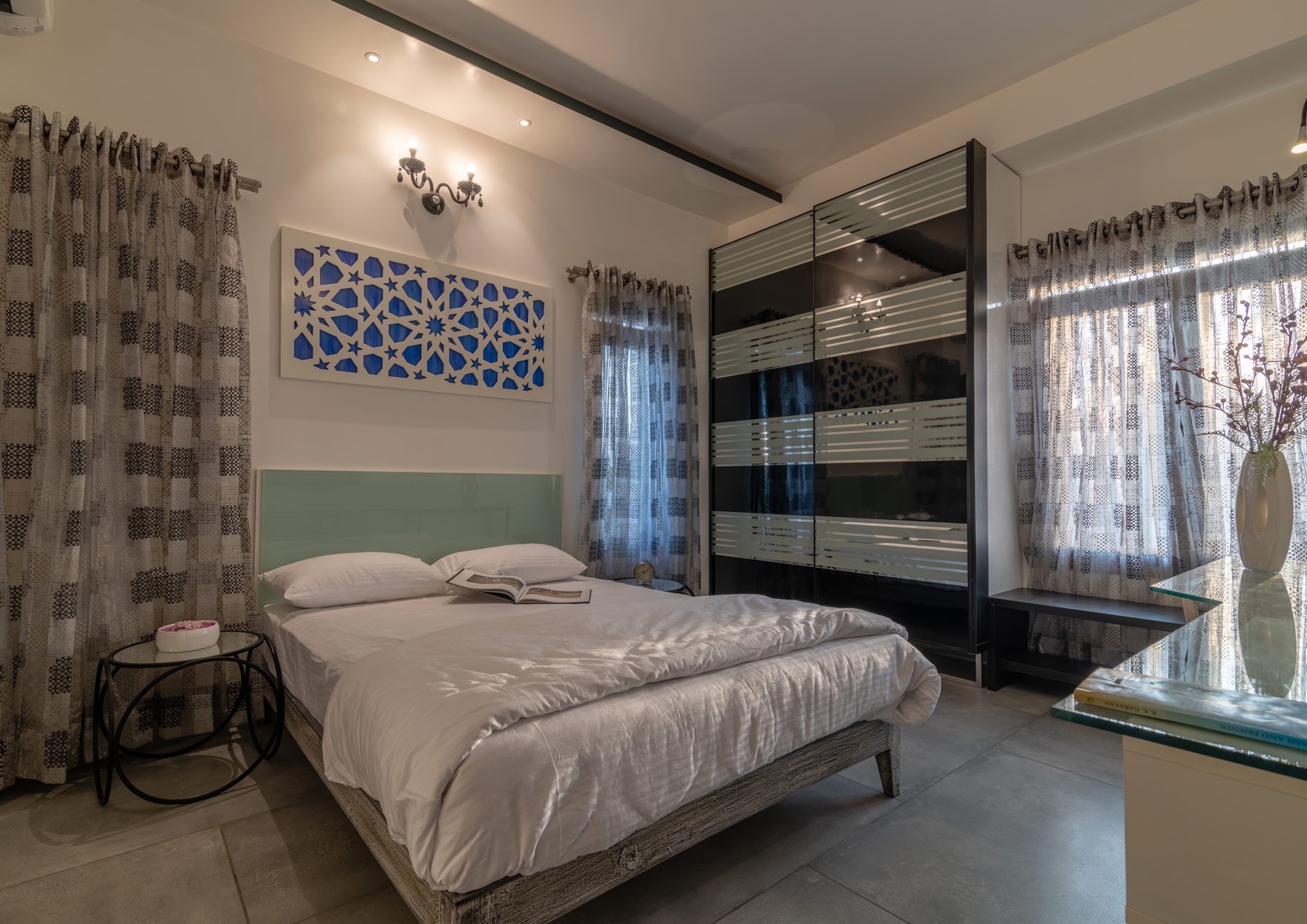The Obsidian Bedroom in the Glass apartment at the Jazminn, luxury service apartments in Bangalore