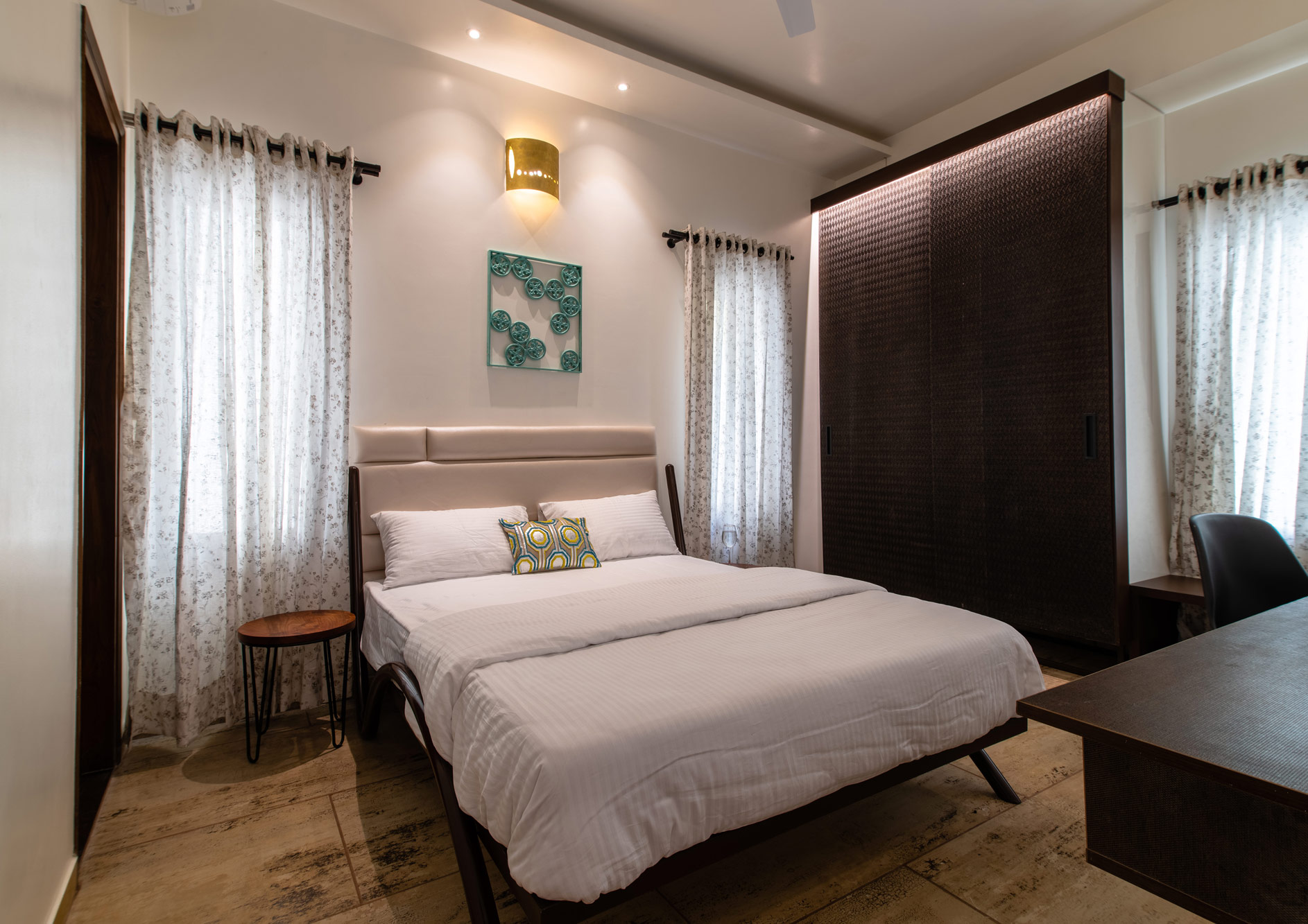 The Ferrous bedroom in the Metal Apartment at the Jazminn, Bangalore's best serviced apartments